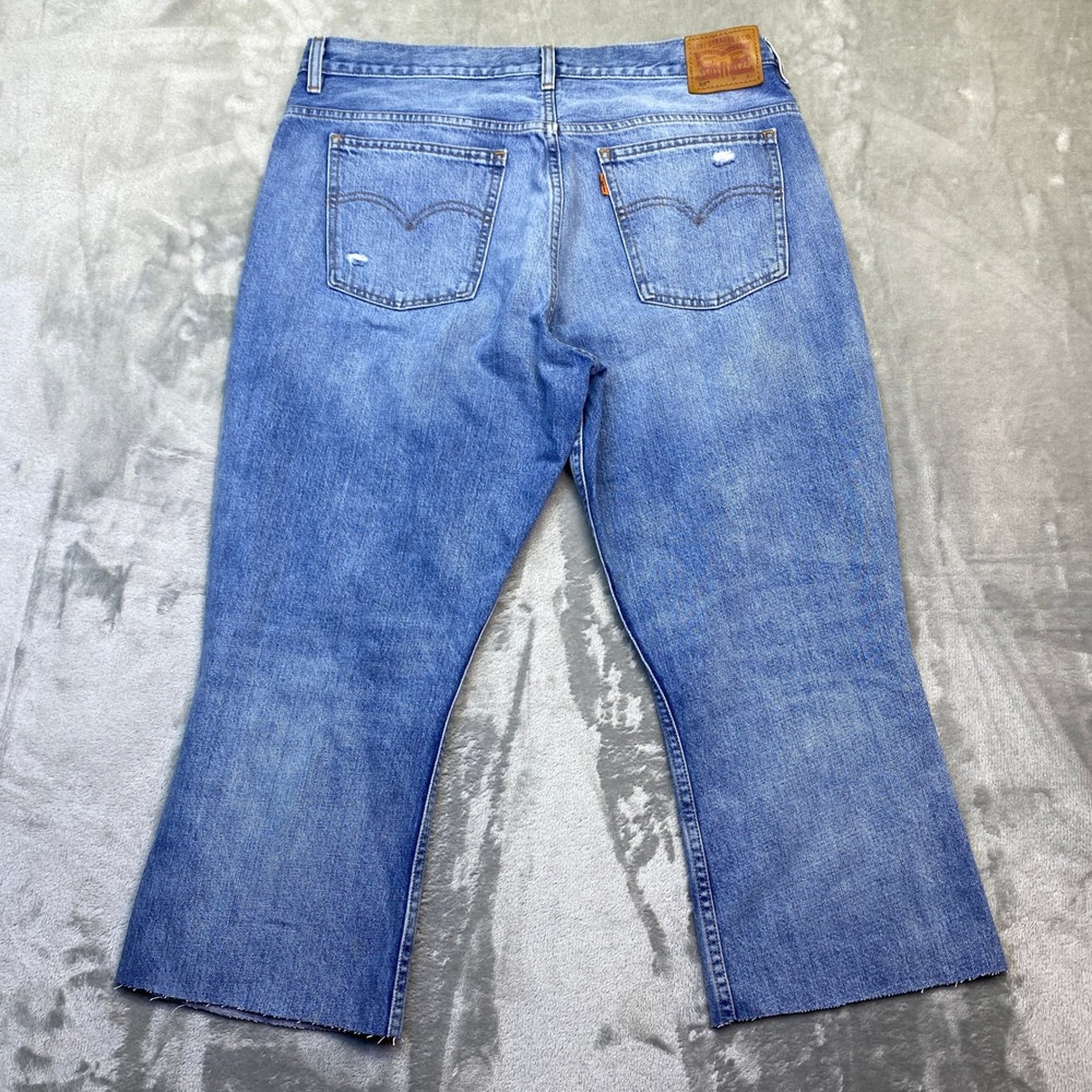 Levi's Orange Tab 517 Denim Bootcut Jeans Frayed Hem Blue Sz 33 Fits 34" - Picture 7 of 12